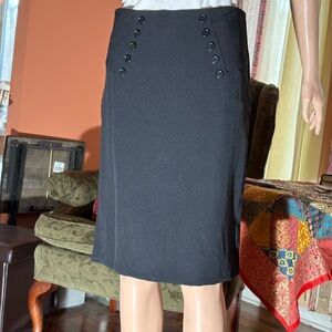 Black Detailed Knee-Length Pencil Skirt